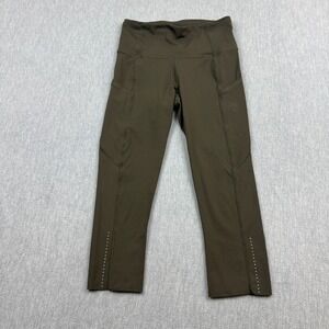 Lululemon Leggings Womens 4 Olive Green Fast Free Cropped 19" Workout Yoga Pants